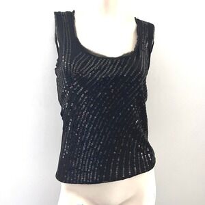White House Black Market Sequin Tank Top M Sleeveless Party Top Layering Elegant